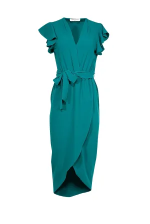 Amanda Uprichard - Green Short Flutter Sleeve Maxi Dress Sz S