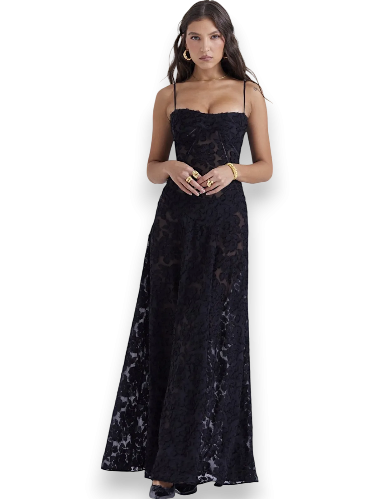 Amara Blossom White Floral Vintage Gown