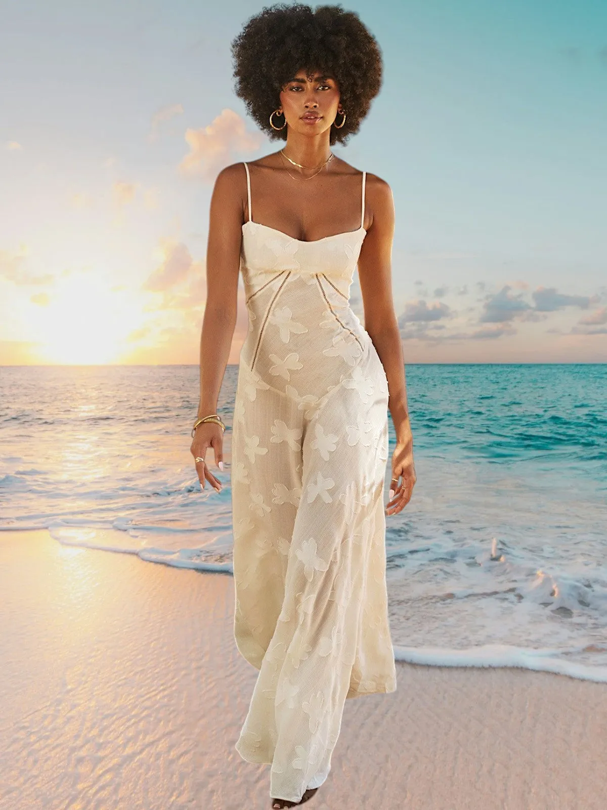 Amara Blossom White Floral Vintage Gown
