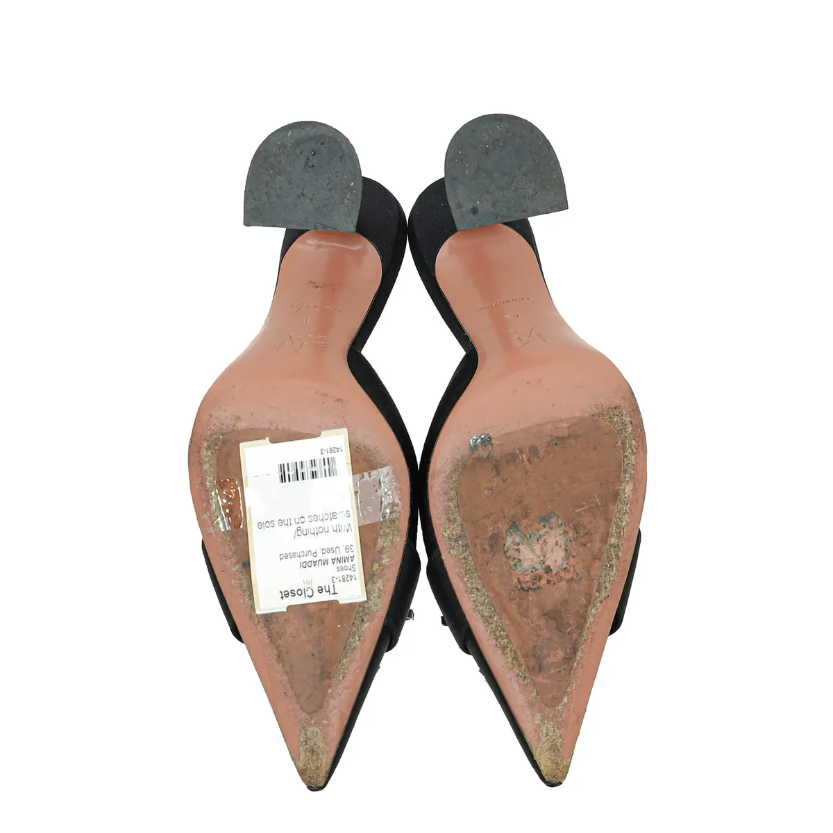 Amina Muaddi Black Satin Begum Mules 39