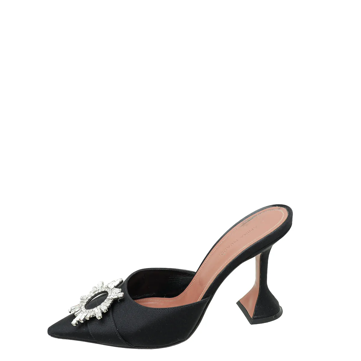 Amina Muaddi Black Satin Begum Mules 39