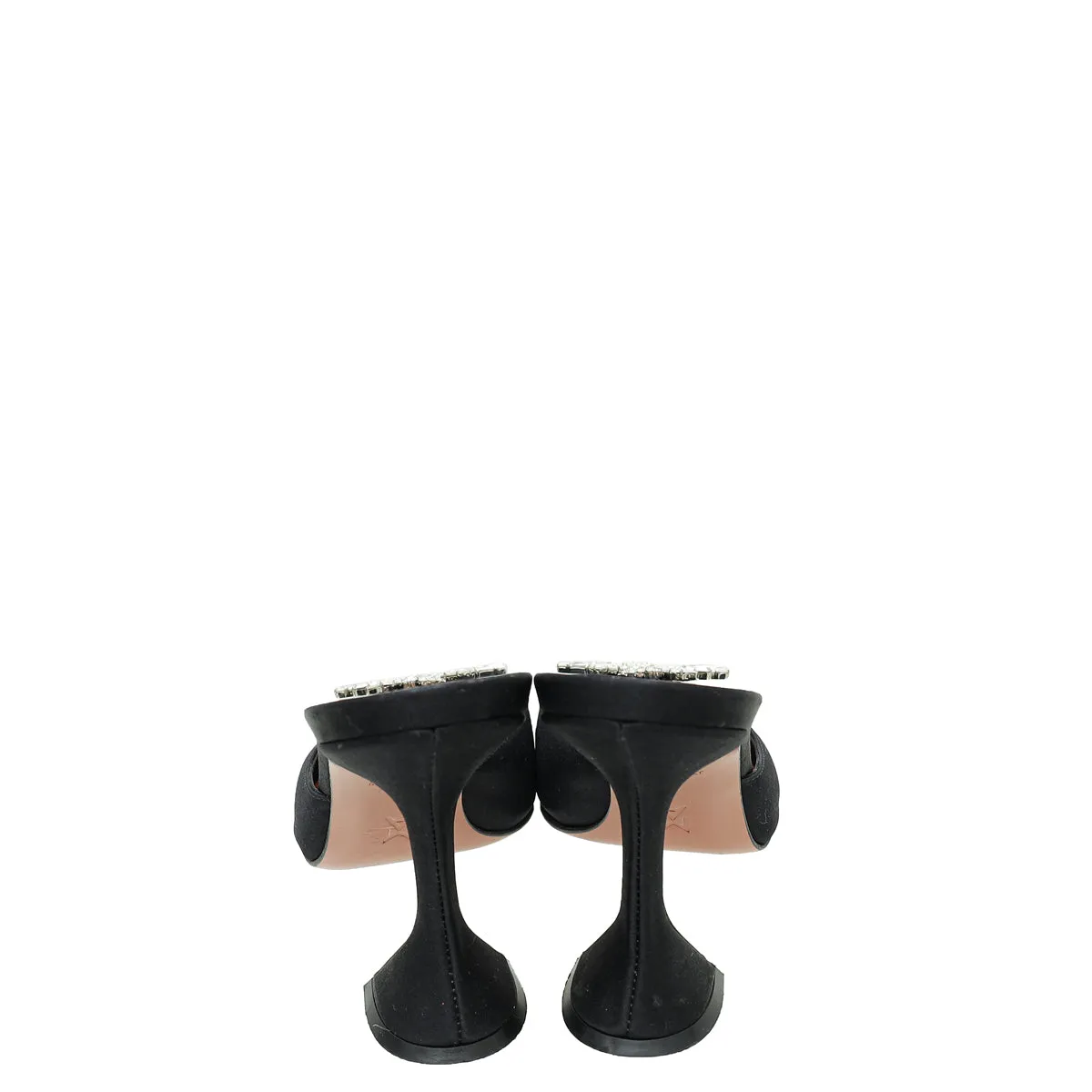 Amina Muaddi Black Satin Begum Mules 39