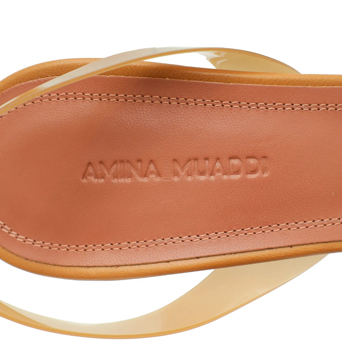 Amina Muaddi Tan Rosie Glass Slingback Pumps 38