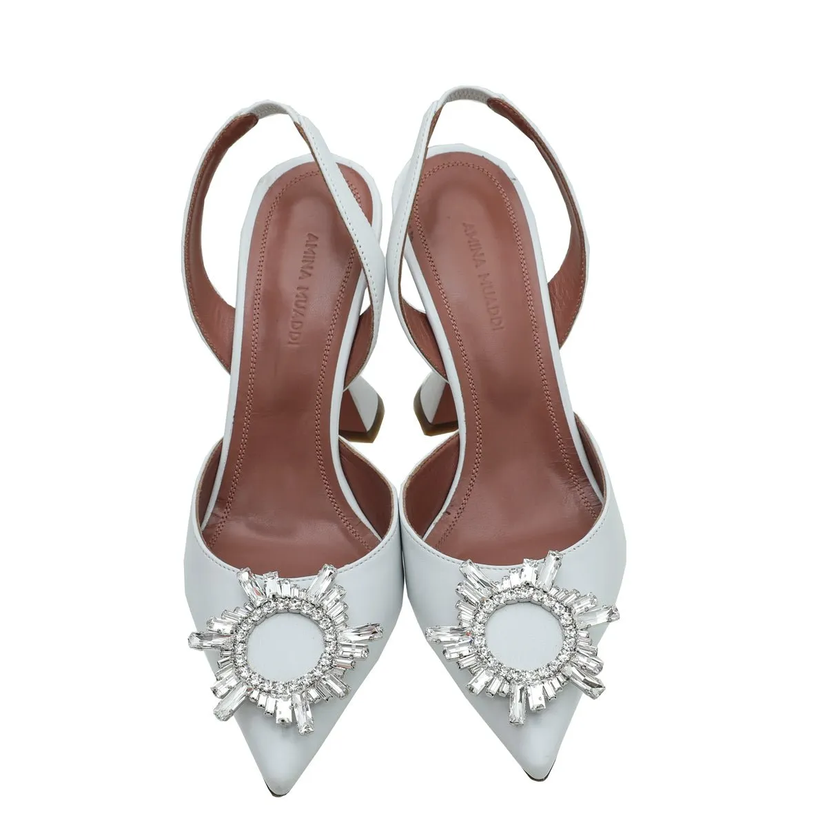 Amina Muaddi White Begum Slingback 37