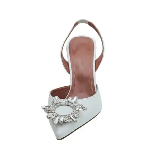 Amina Muaddi White Begum Slingback 37
