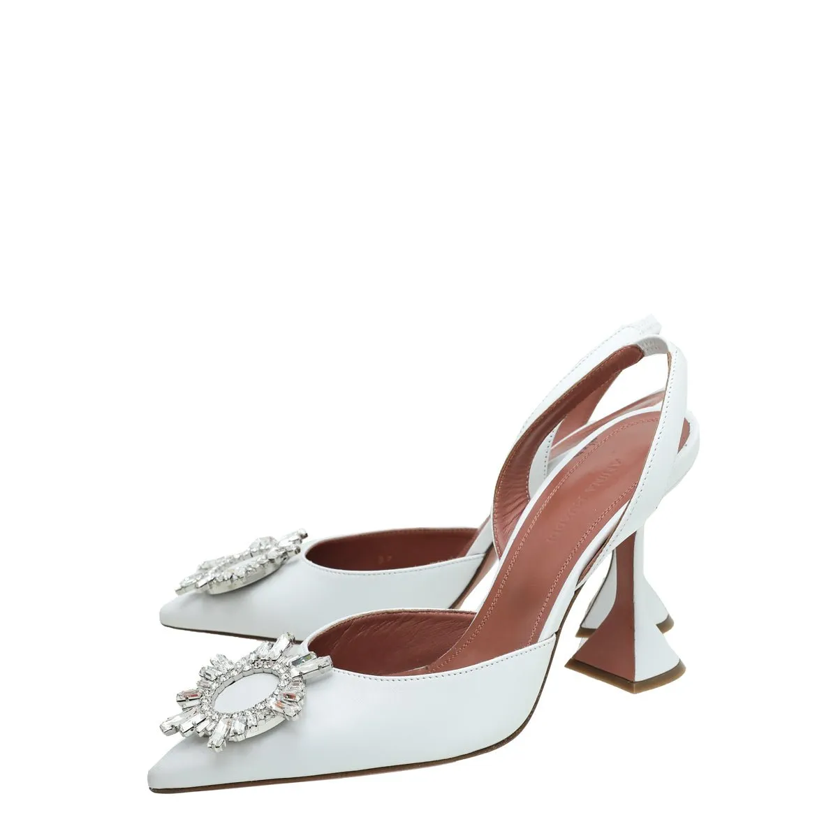 Amina Muaddi White Begum Slingback 37