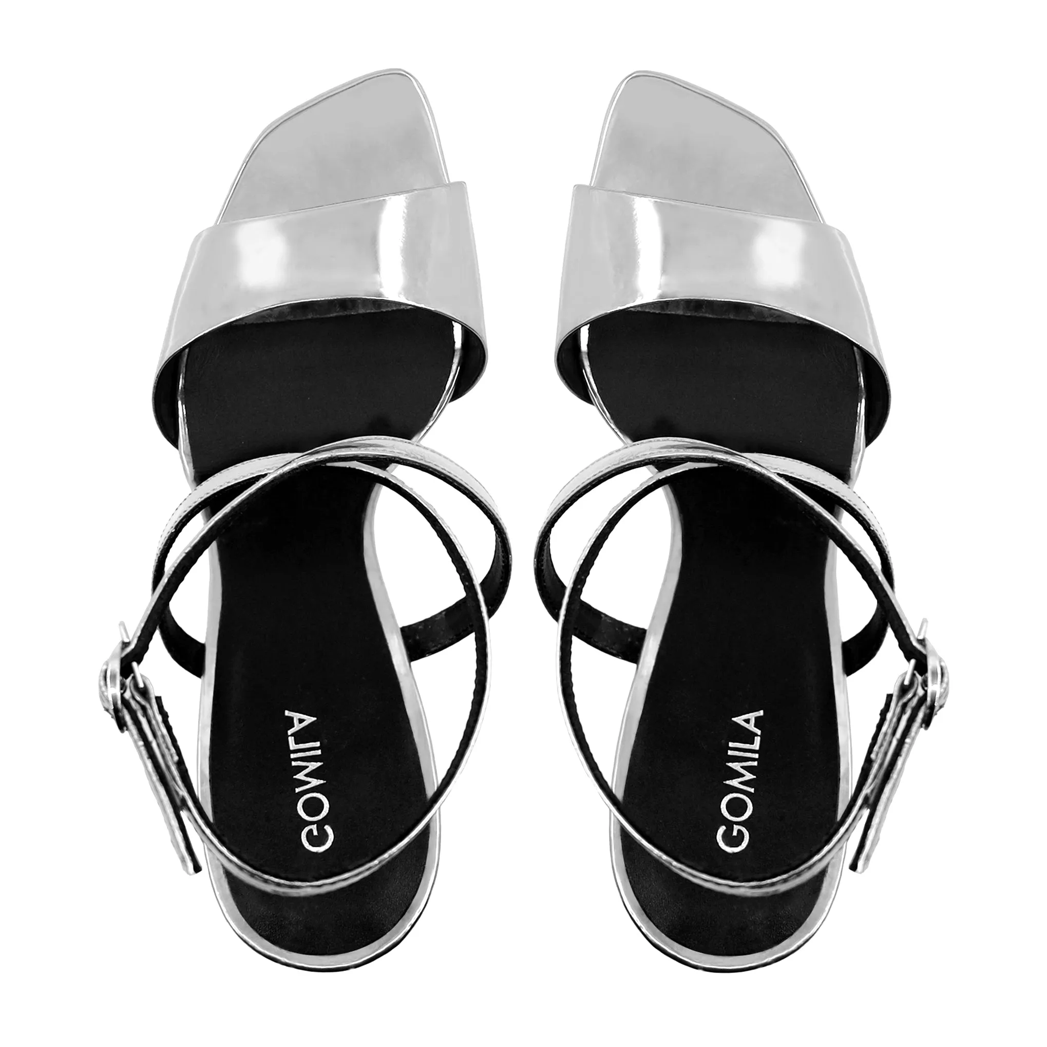 Anna - Women's Silver High Shine Strapped Heels