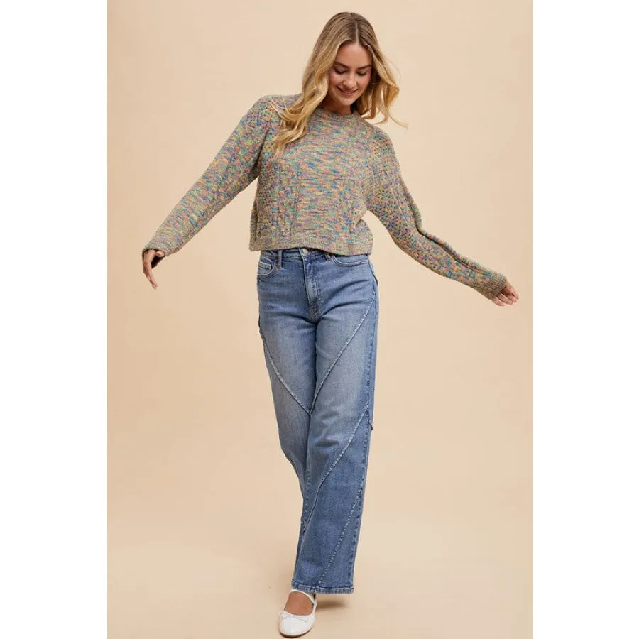 Annie Wear Decorative Seams Wide Leg Jeans