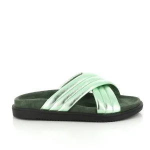 Antichi Romani 2062 Green Cross-Strap Slides