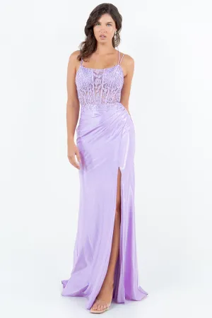 Applique Sleeveless Slit Gown by Cinderella Couture 8185J