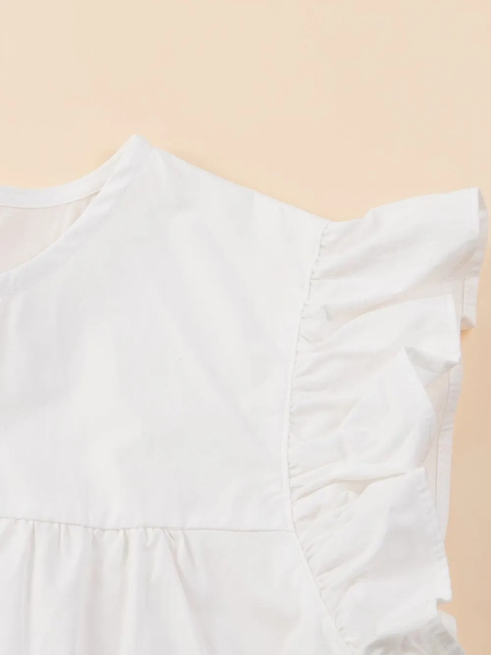 Apricot Colorblock Patchwork Ruffle Tiered Mini Dress