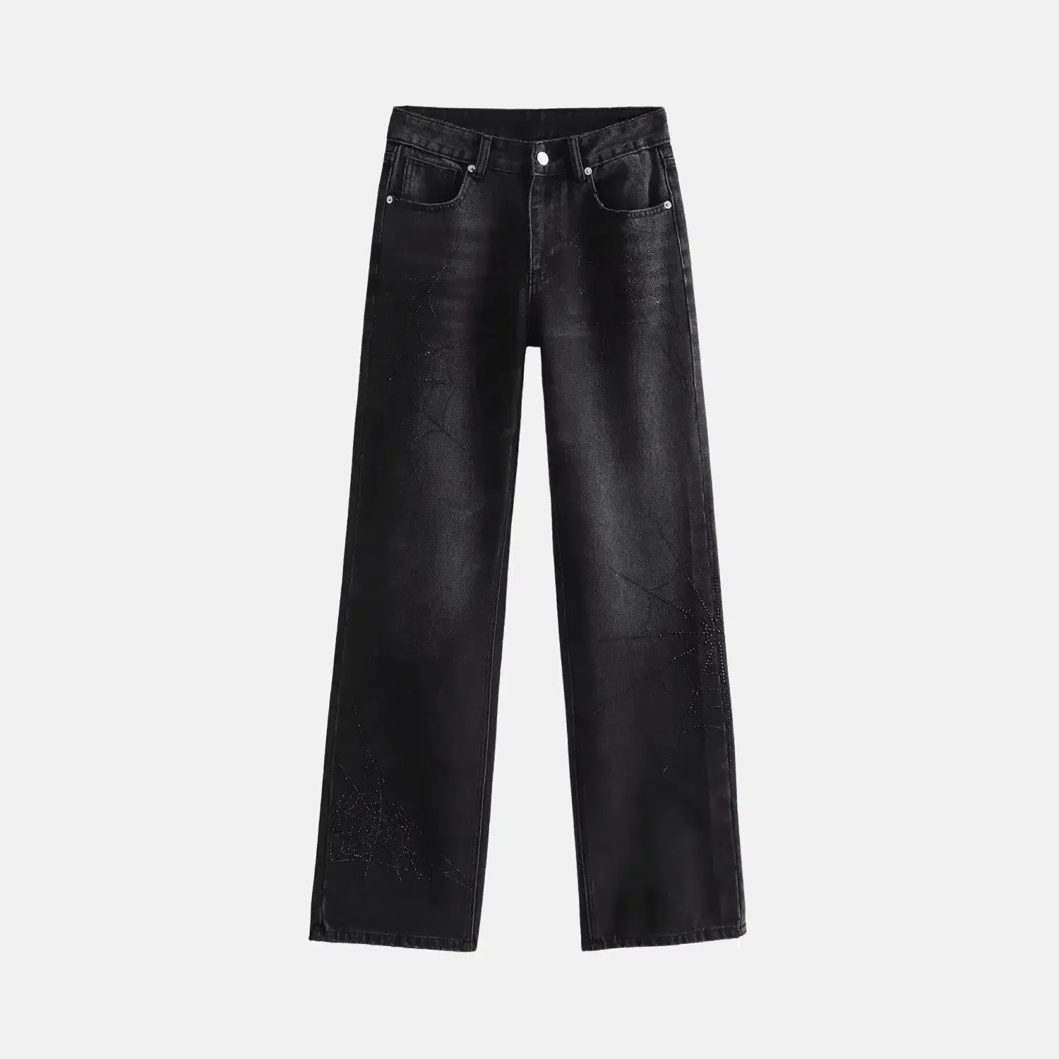 Araignée Chic Set – Black denim – Gemstone spider web jeans