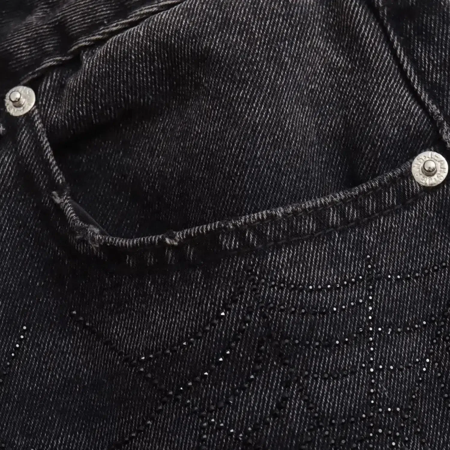 Araignée Chic Set – Black denim – Gemstone spider web jeans