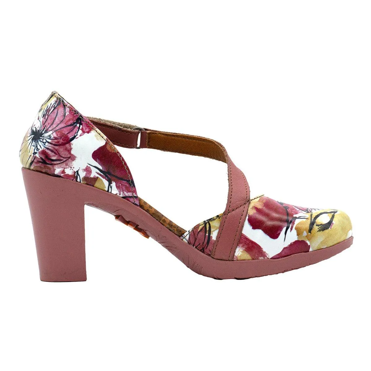 Art Floral Print High-Heel Shoes Leather Multicolour Colour For Women