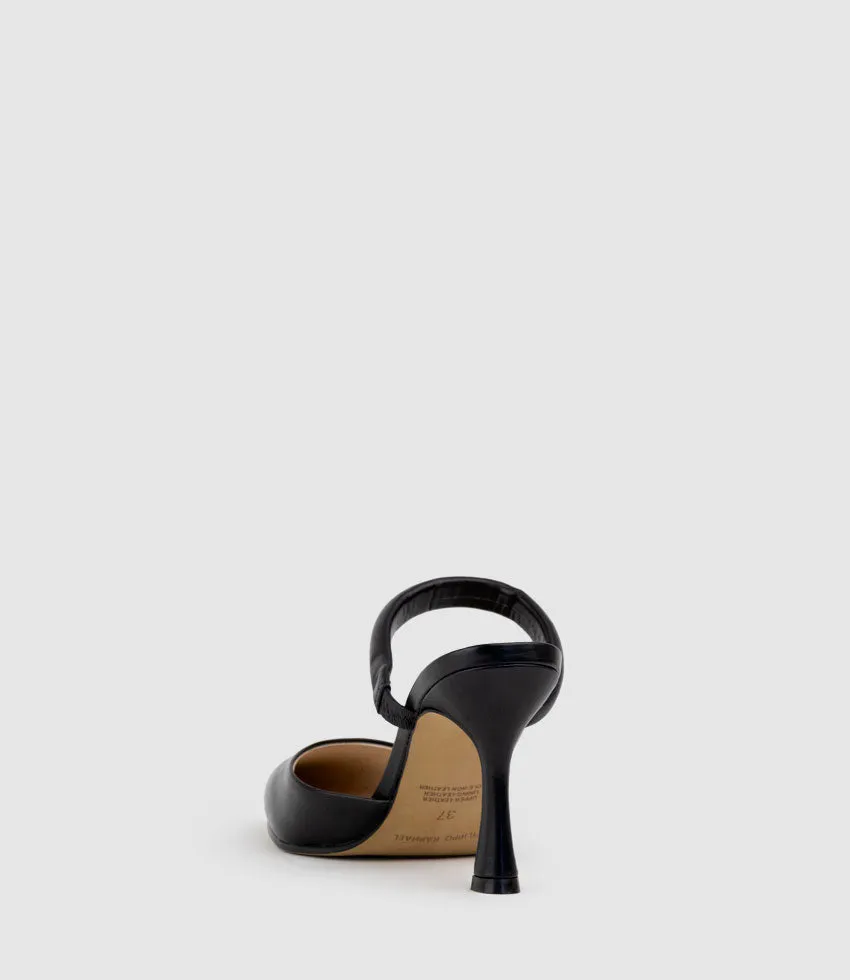 ASHE85 Closed Toe Slide in Black Baby Calf