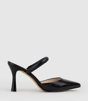 ASHE85 Closed Toe Slide in Black Baby Calf