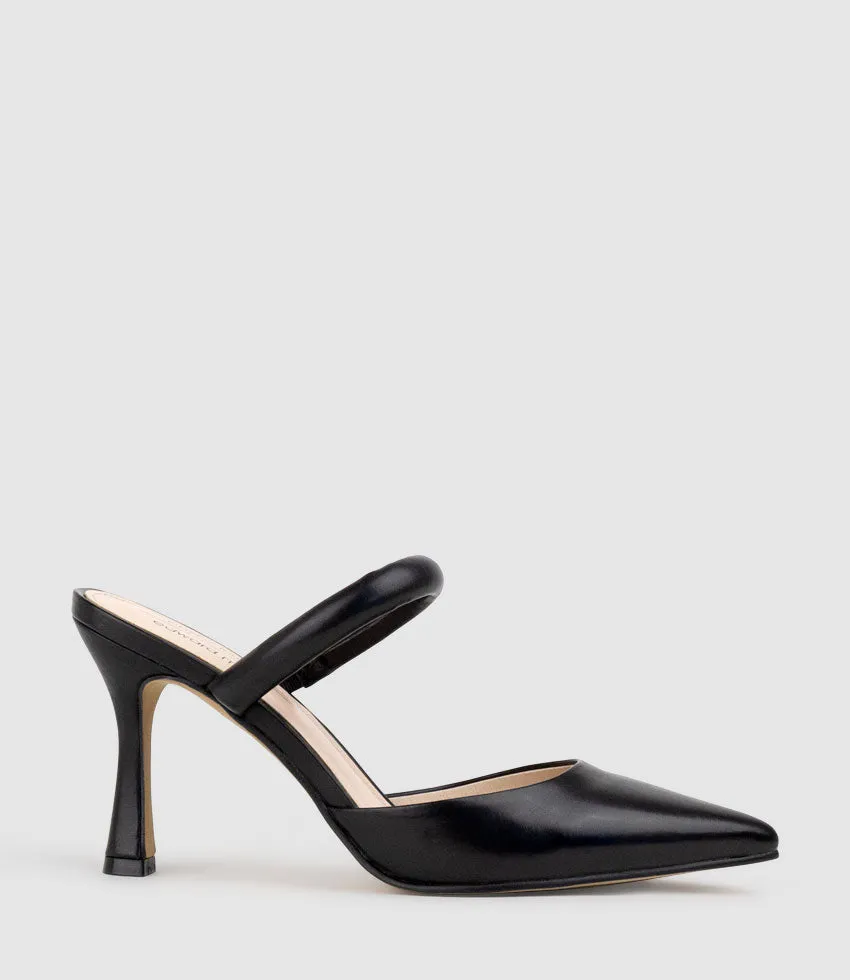 ASHE85 Closed Toe Slide in Black Baby Calf