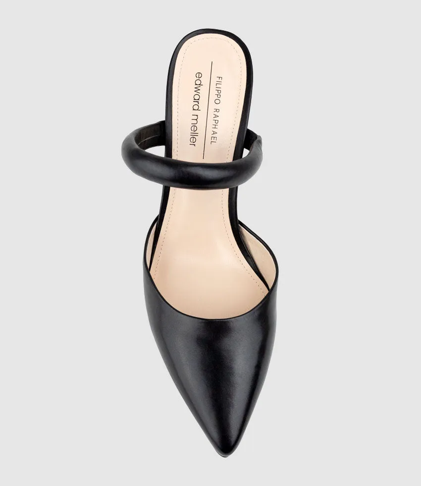 ASHE85 Closed Toe Slide in Black Baby Calf