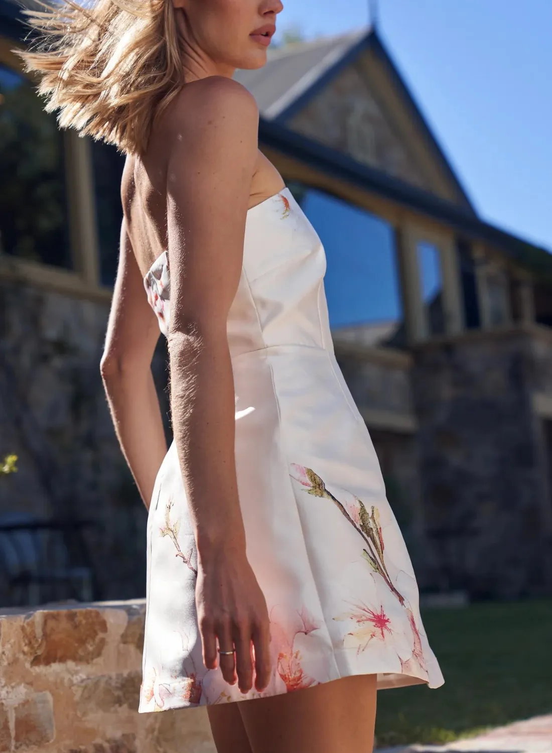 Aston Studio Beatrix Mini Dress in CLOUD BLOSSOM