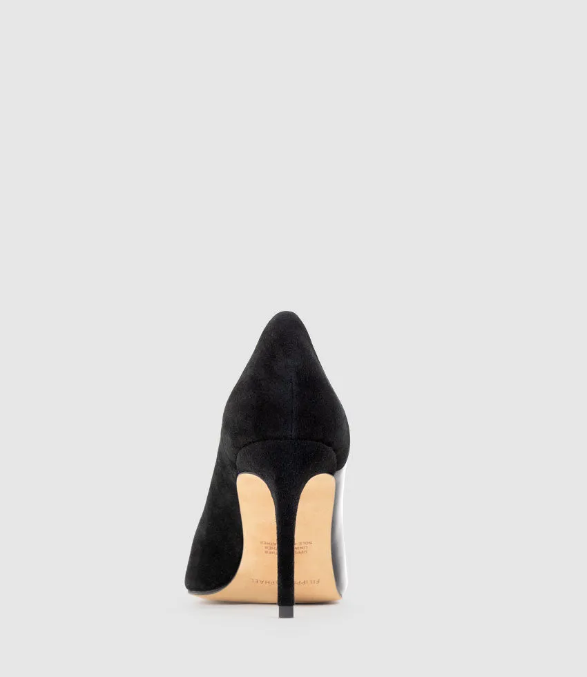 ATIYA85 Mixed Material Pump in Black Suede