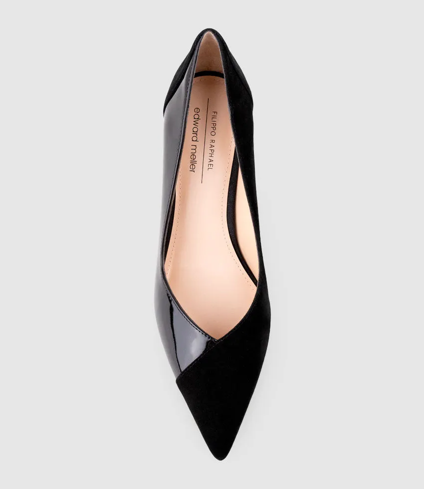 ATIYA85 Mixed Material Pump in Black Suede