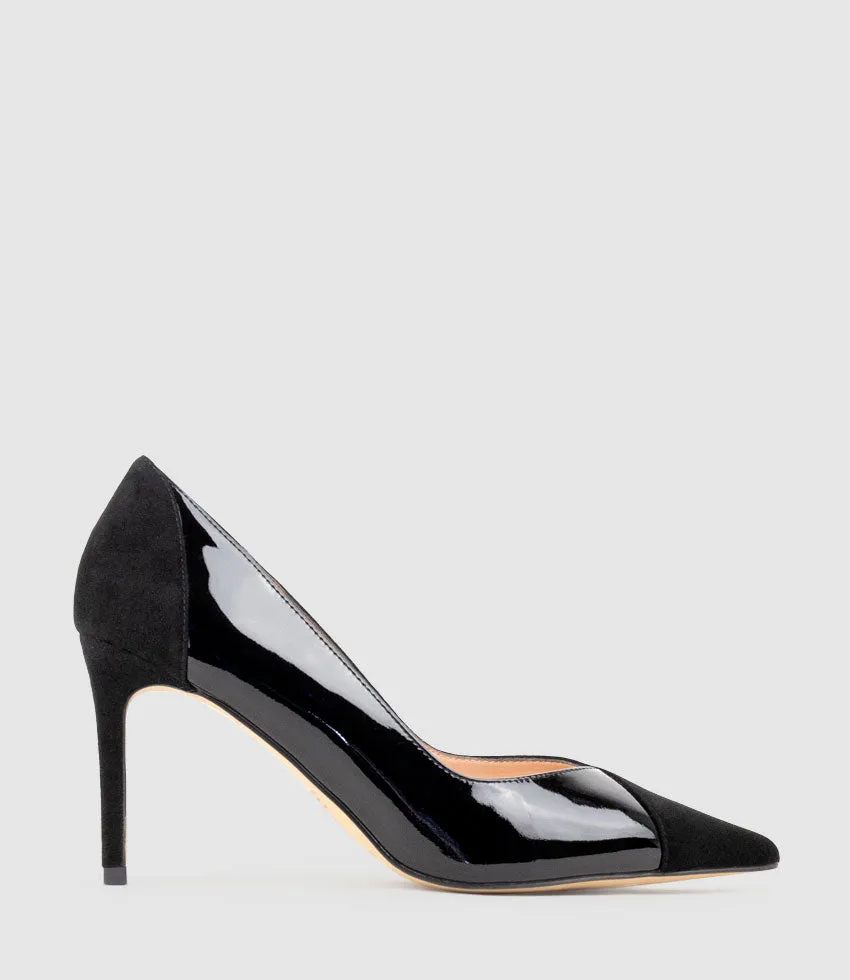 ATIYA85 Mixed Material Pump in Black Suede