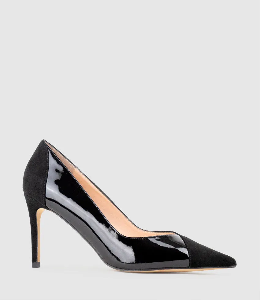 ATIYA85 Mixed Material Pump in Black Suede