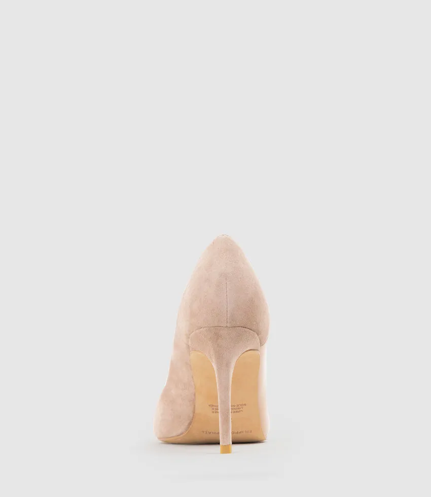 ATIYA85 Mixed Material Pump in Nude Suede