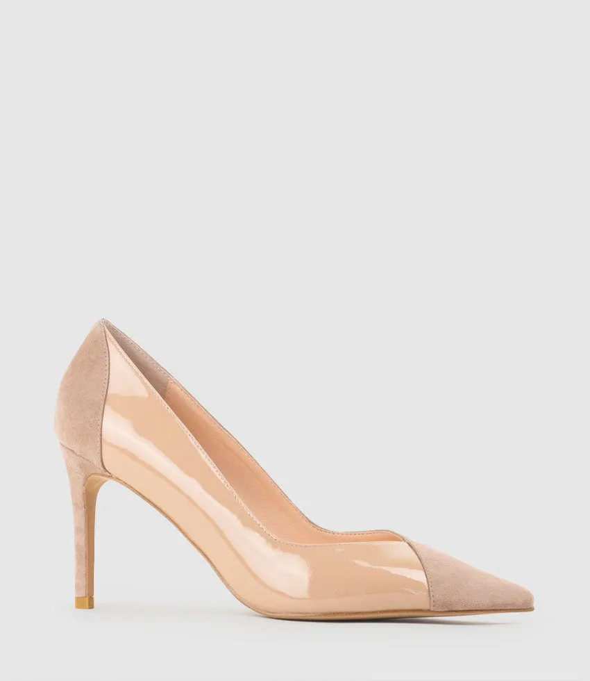 ATIYA85 Mixed Material Pump in Nude Suede