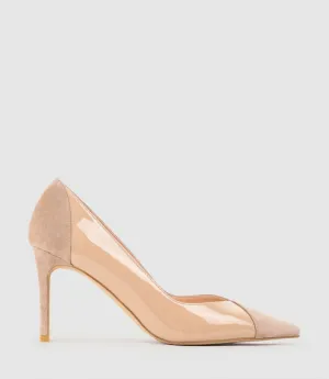 ATIYA85 Mixed Material Pump in Nude Suede
