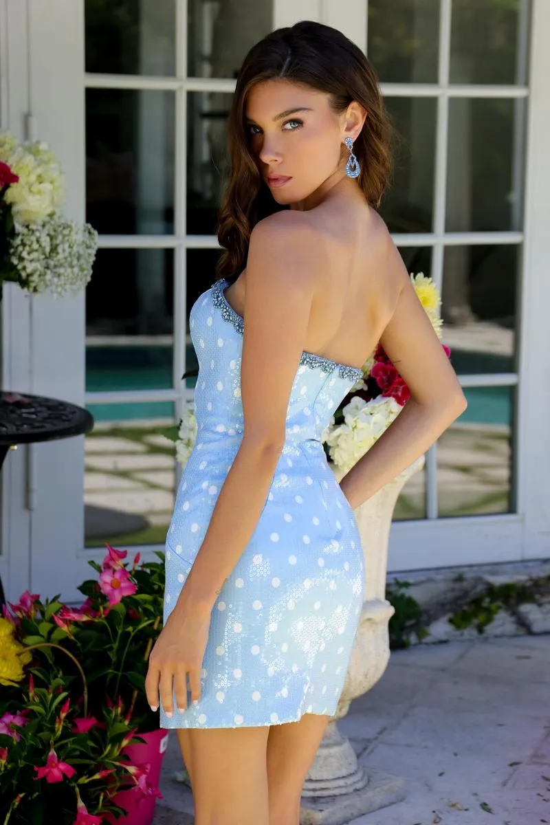 Ava Presley Strapless Polka Dot Homecoming Dress 29159