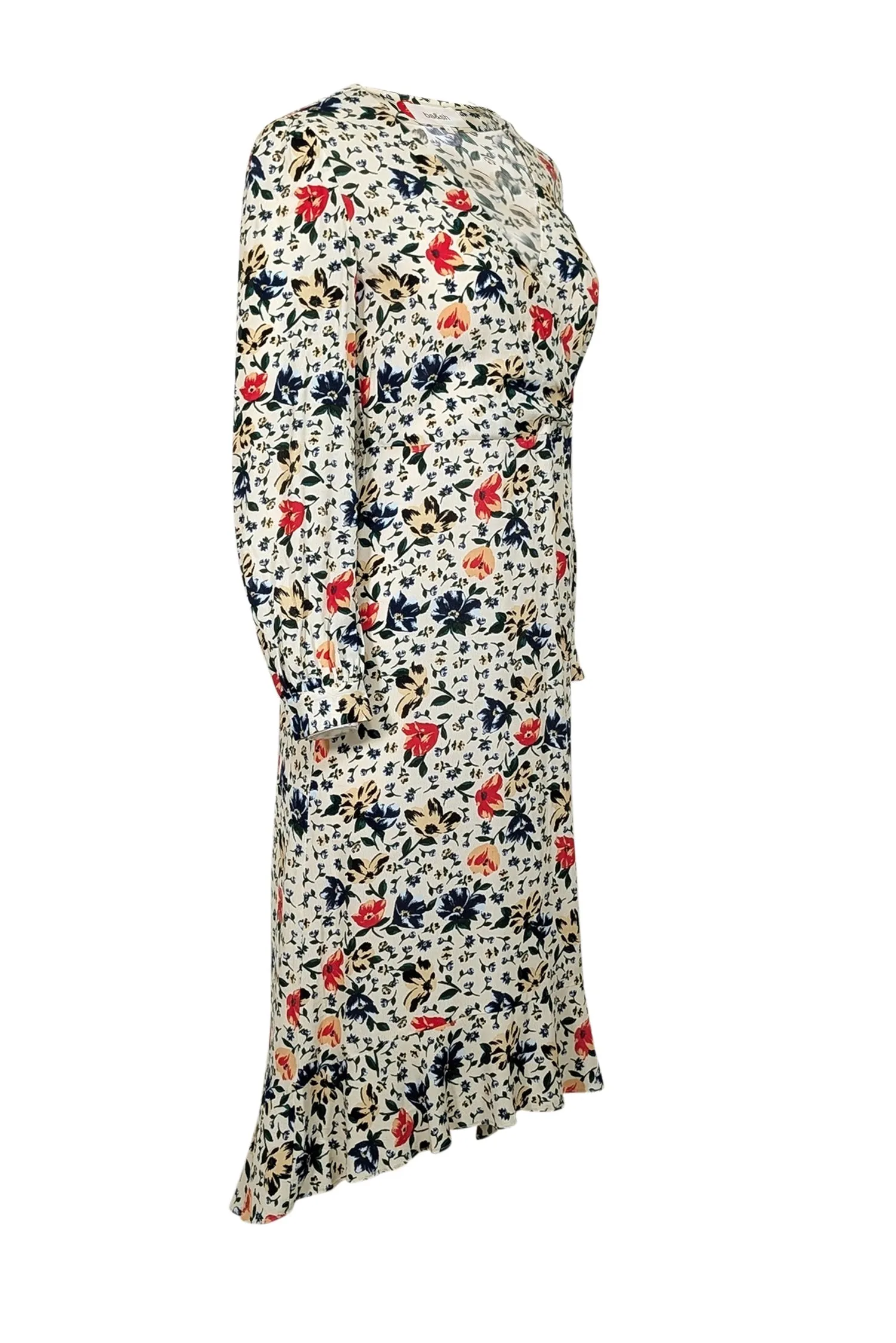 Ba&sh - Ecru w/ Red & Blue Floral Print Midi Dress Sz 4