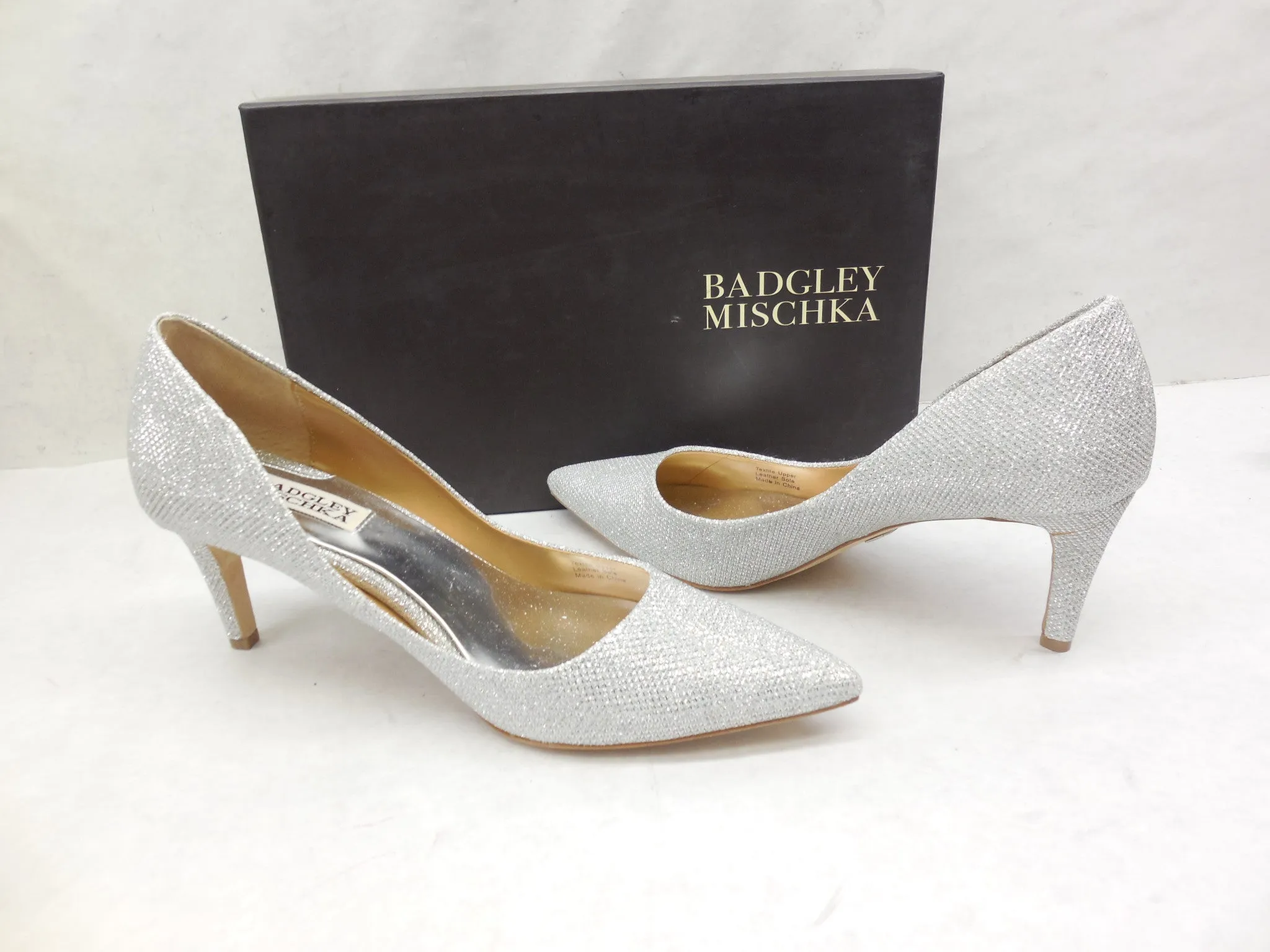 Badgley Mischka Glitter Poise Pointy Toe Pumps Heels Size 7.5