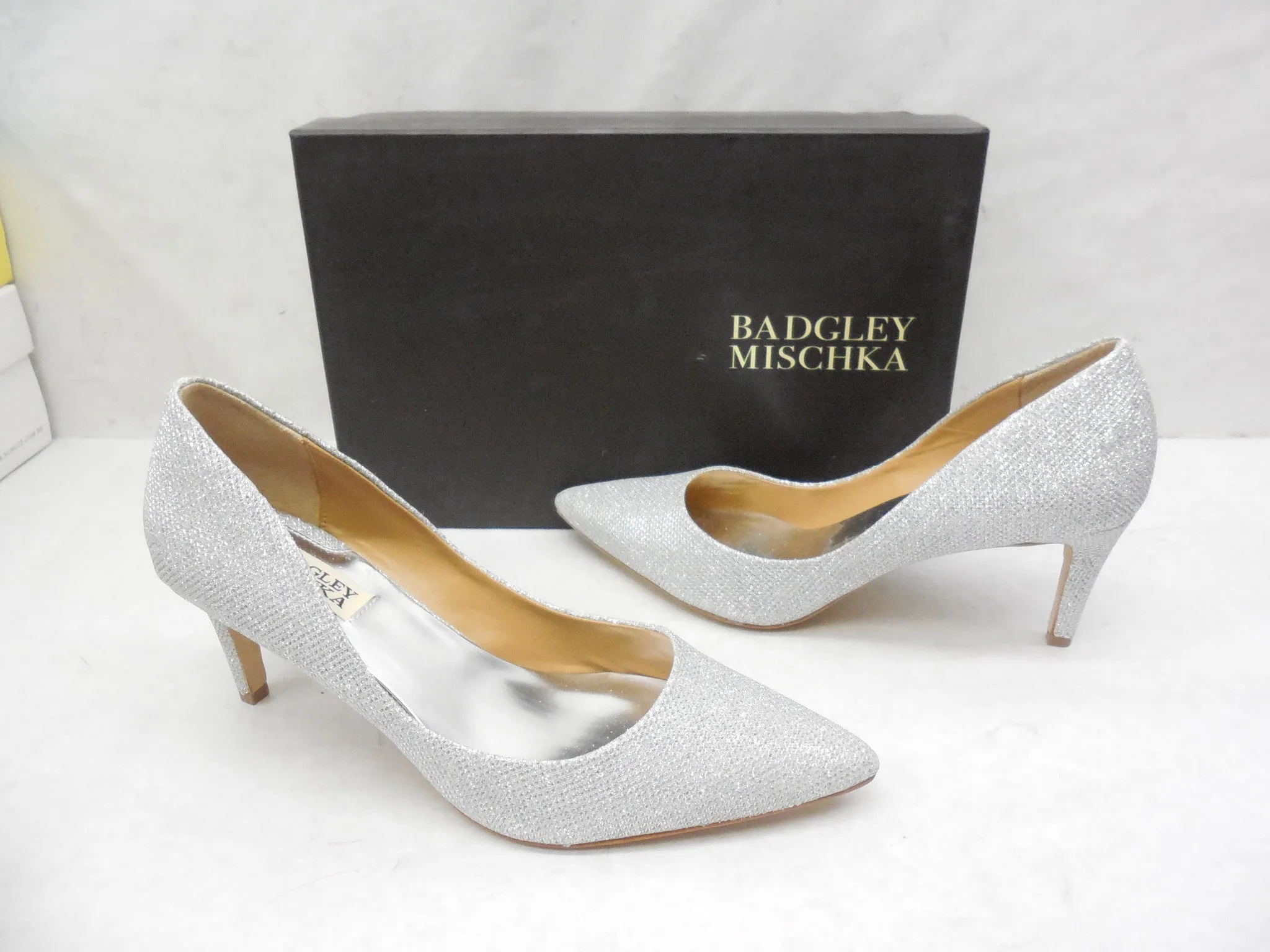 Badgley Mischka Glitter Poise Pointy Toe Pumps Heels Size 7.5