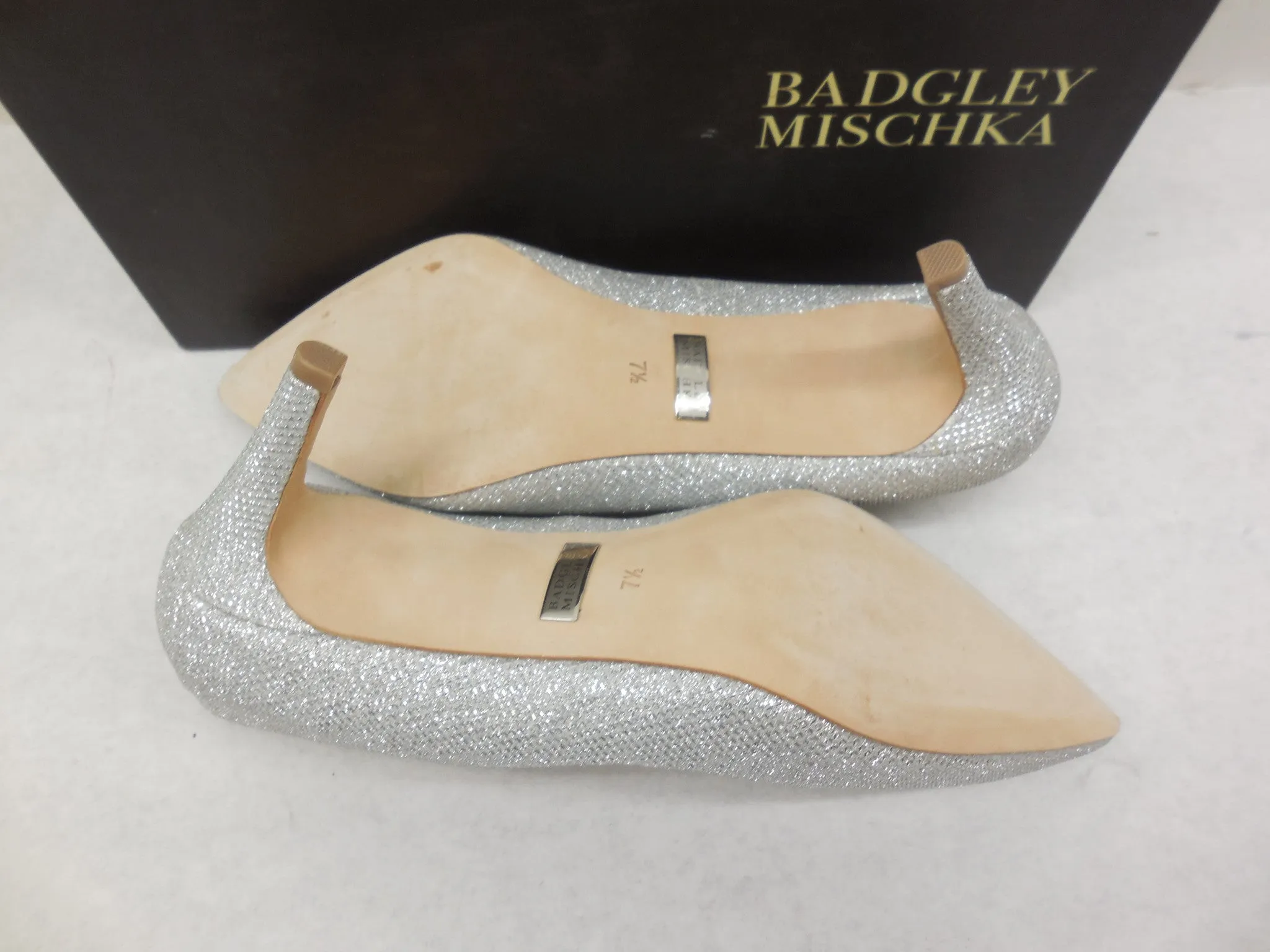 Badgley Mischka Glitter Poise Pointy Toe Pumps Heels Size 7.5