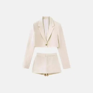 Bambù Éco Set – Cream – Cropped blazer and shorts