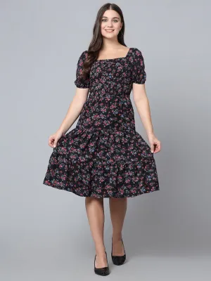 Bani Women Off-Shoulder Womens Floral Printed Dress Blue