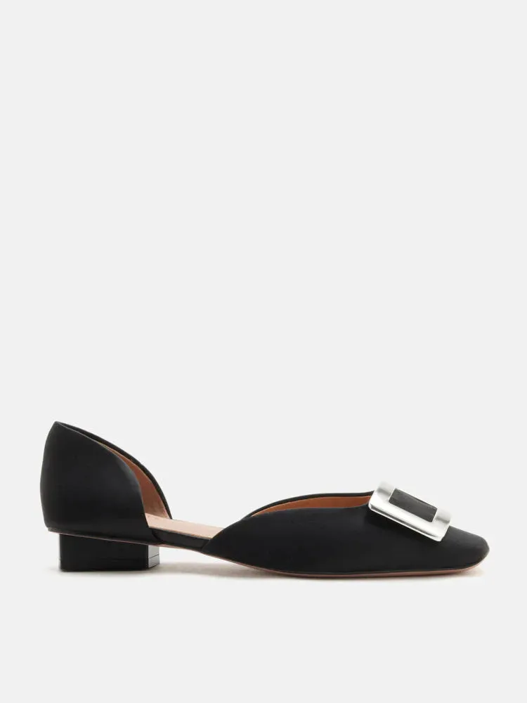 Beatrice Silver Square Buckle Heels