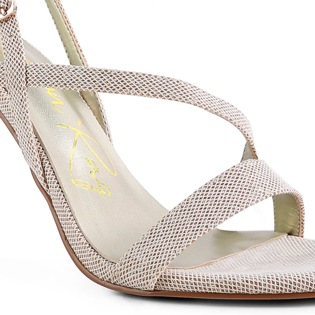 Beige Ankle Strap High Heels