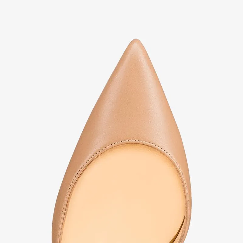 Beige calf Leather Stiletto Pump