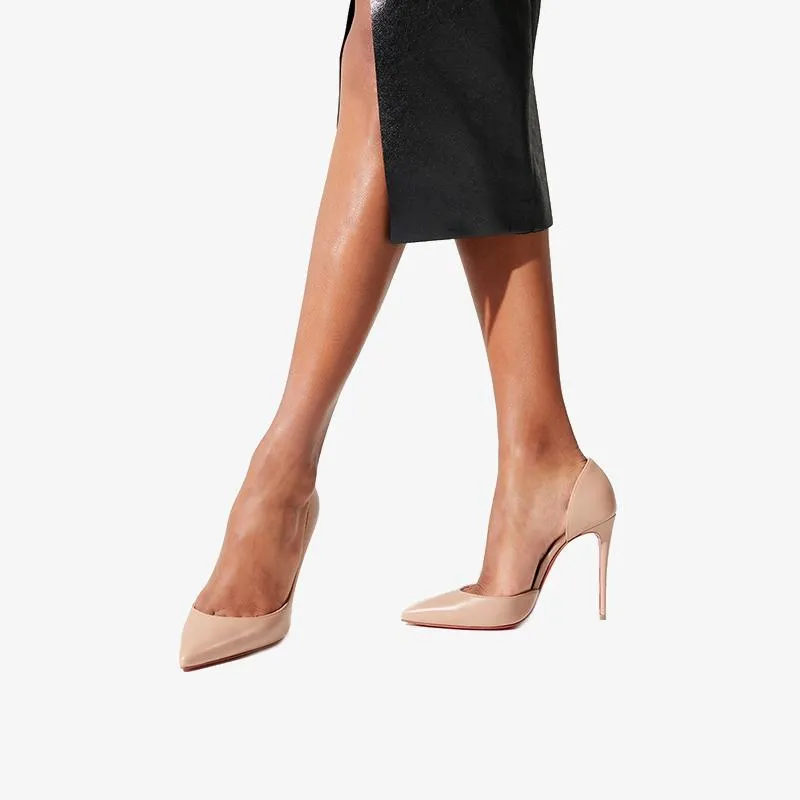 Beige calf Leather Stiletto Pump