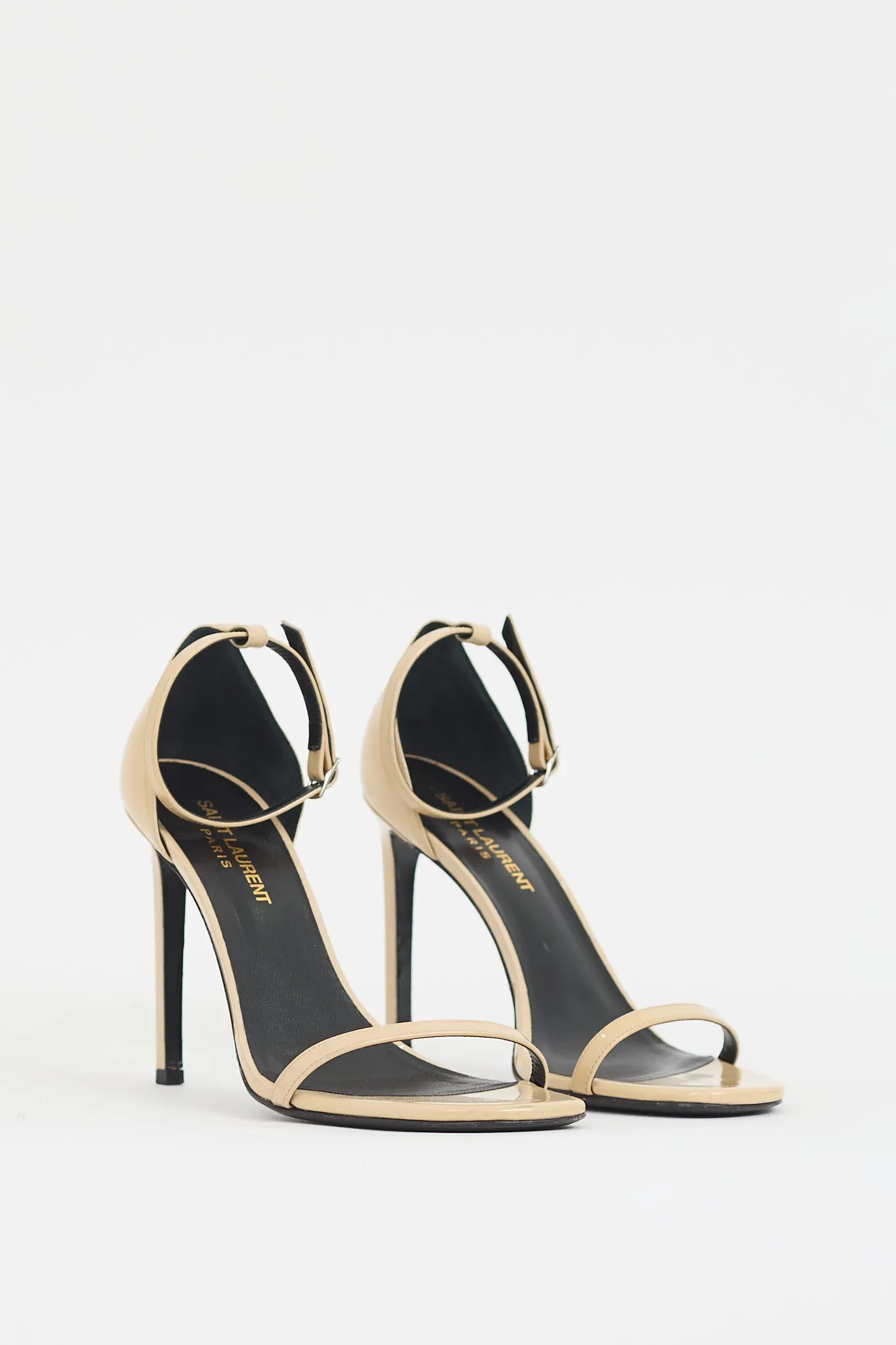 Beige Patent Leather Jane Heel