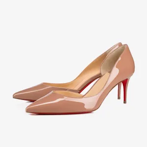 Beige Pumps with Arched Lines 60mm
