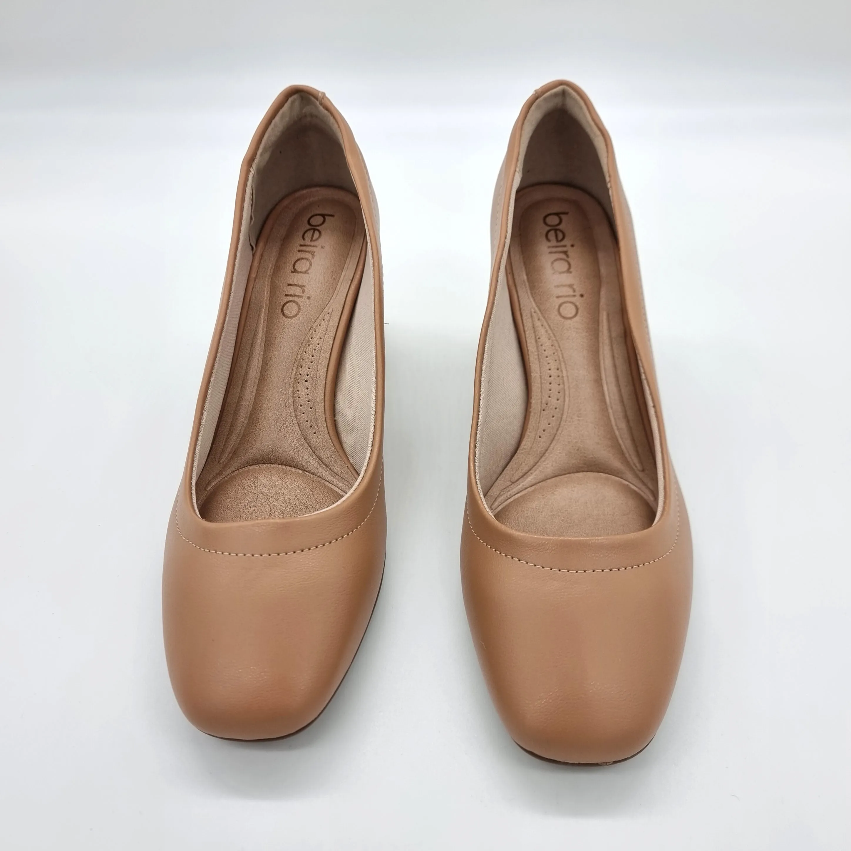 Beira Rio 4304-100 Block Heel Pump in Tan Napa