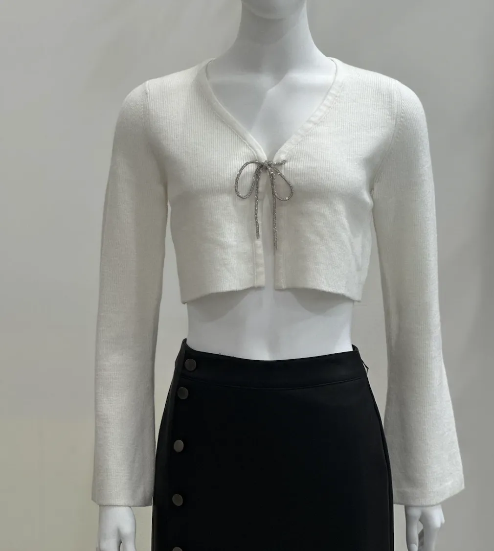 Bell Sleeve Bow Cropped Top