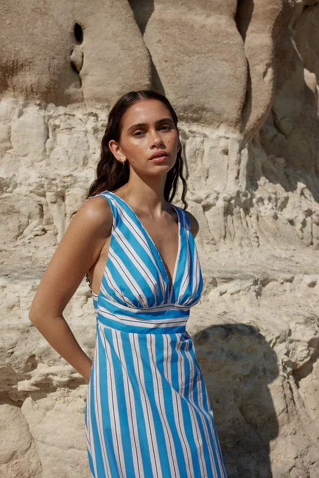 Betty Dress - Ocean Depths/Seashell Stripe
