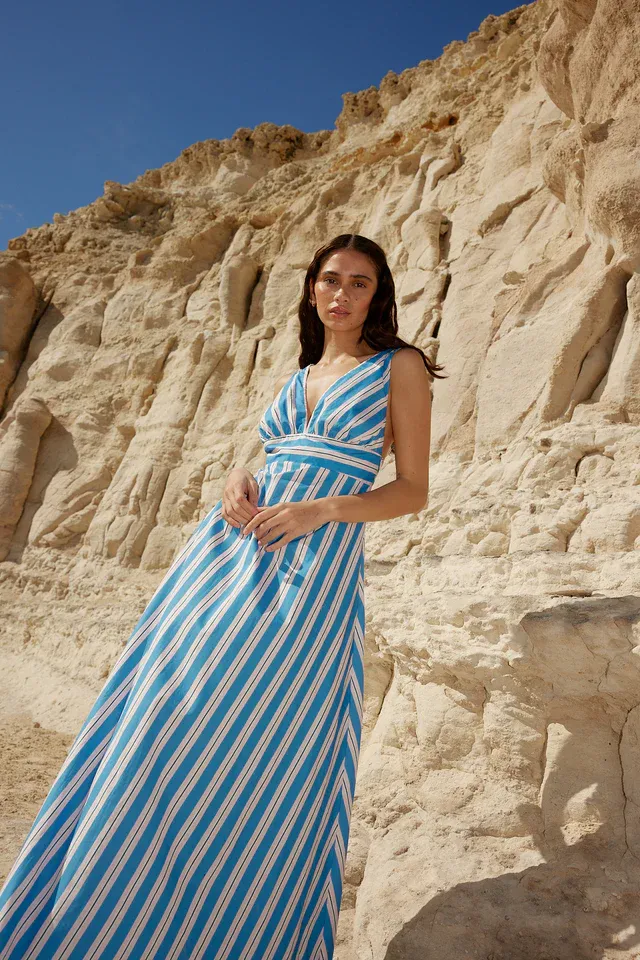 Betty Dress - Ocean Depths/Seashell Stripe