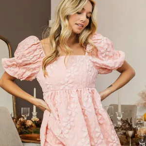 BiBi Flower Square Neck Puff Sleeve Dress