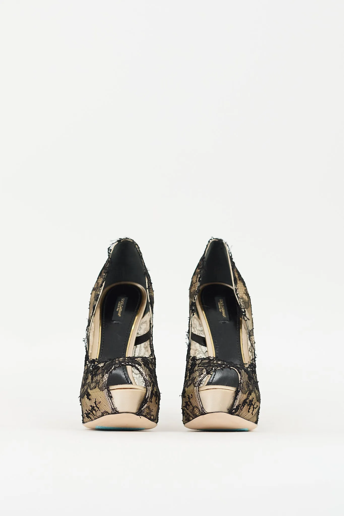 Black & Cream Lace Platform Pump