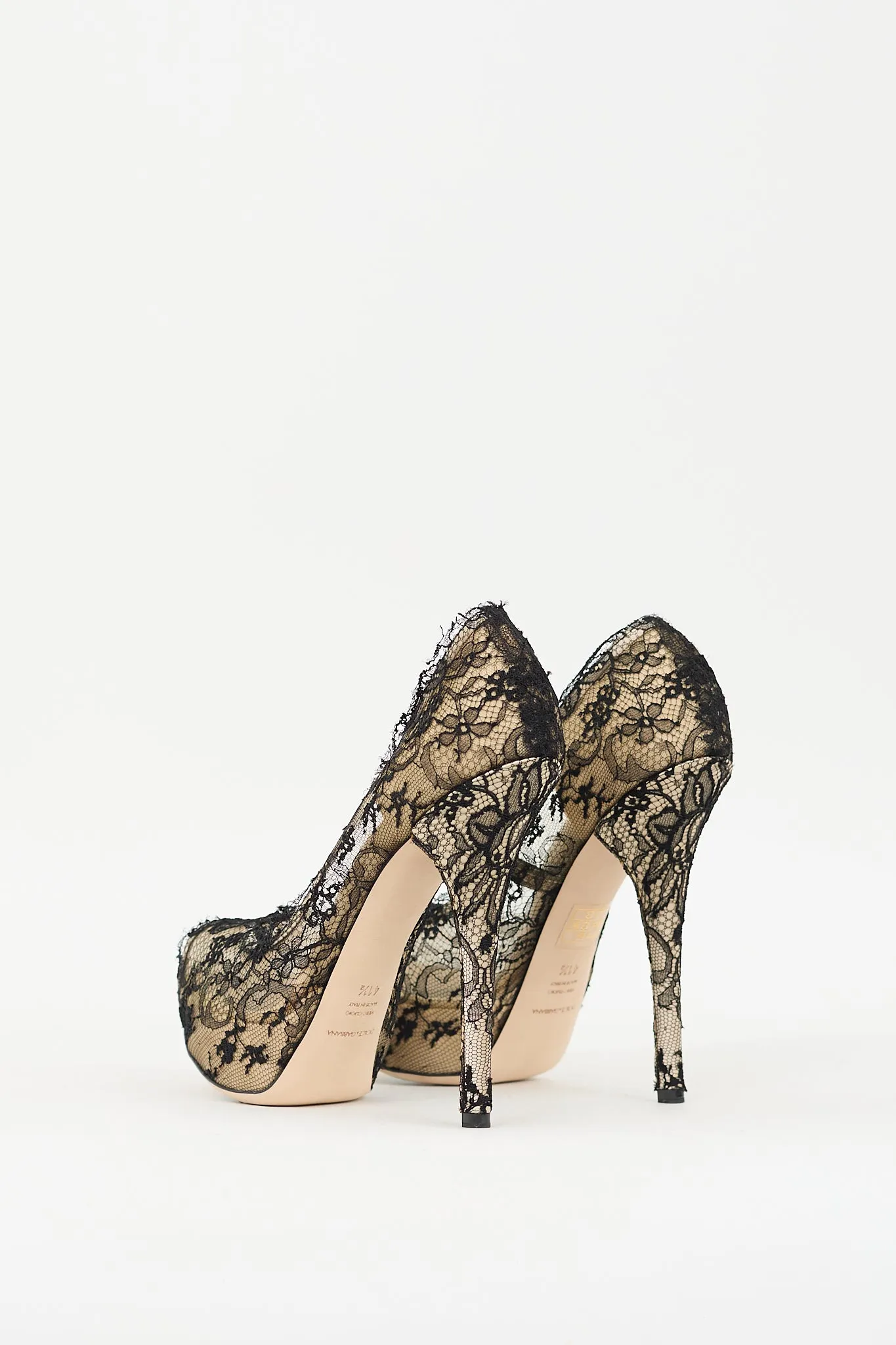 Black & Cream Lace Platform Pump